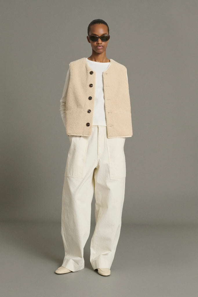 V-neck faux-shearling vest