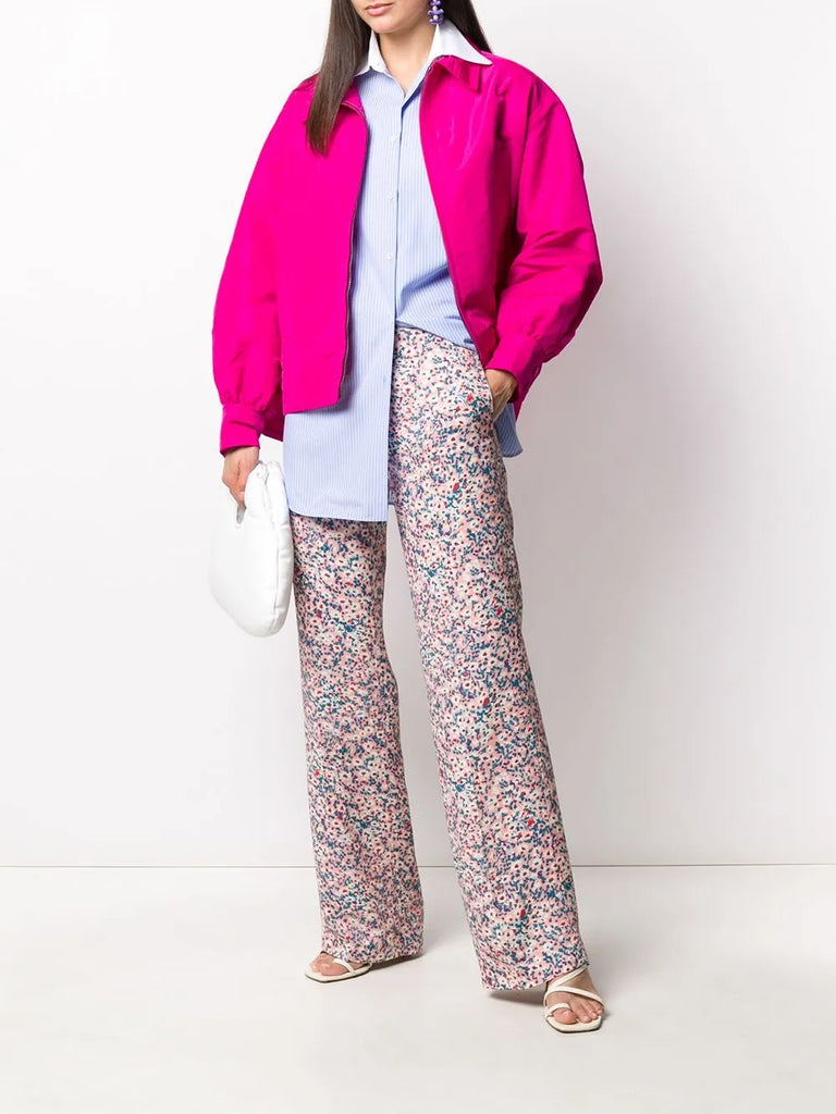 daisy print wide-leg trousers