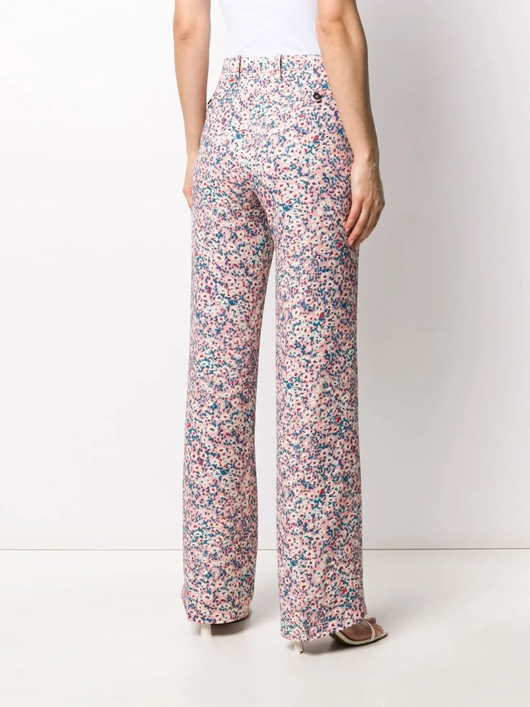 daisy print wide-leg trousers