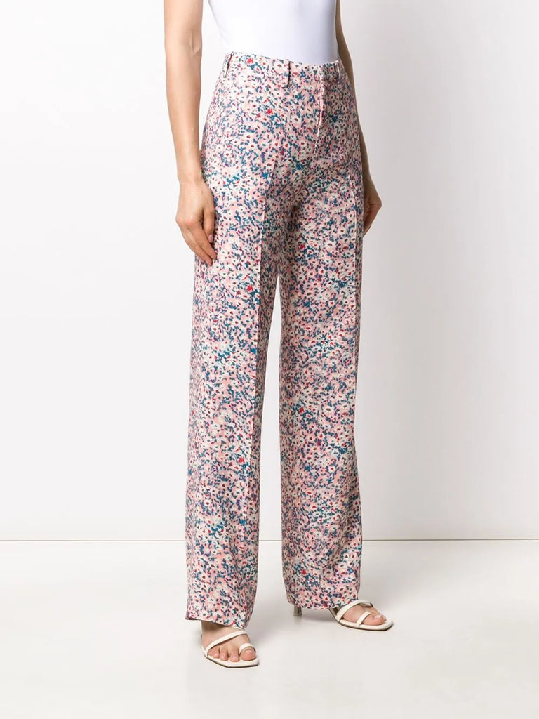 daisy print wide-leg trousers