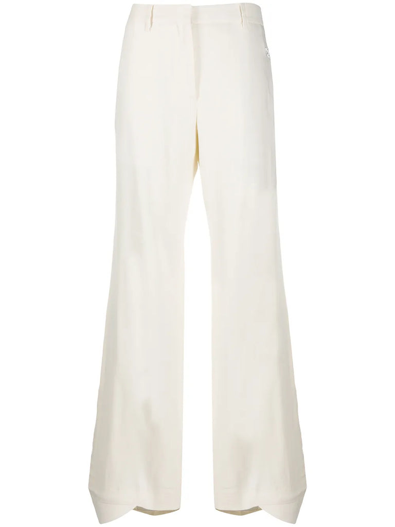 flared curved cuff trousers