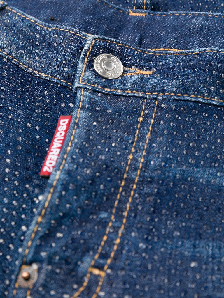 Studded cropped skinny-fit jeans