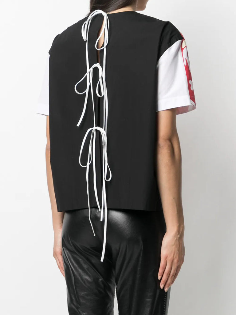 graphic print short sleeve blouse