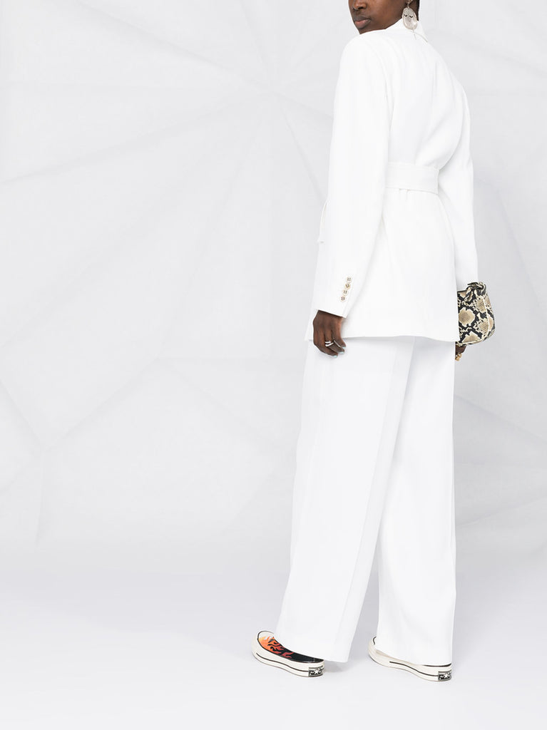 Double-breasted belted blazer