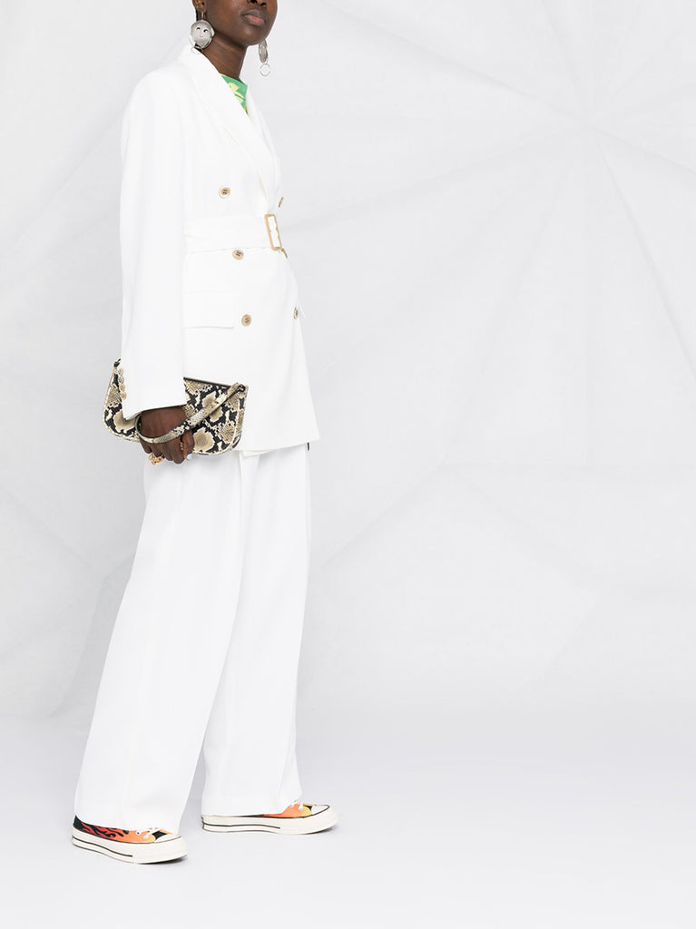 Double-breasted belted blazer