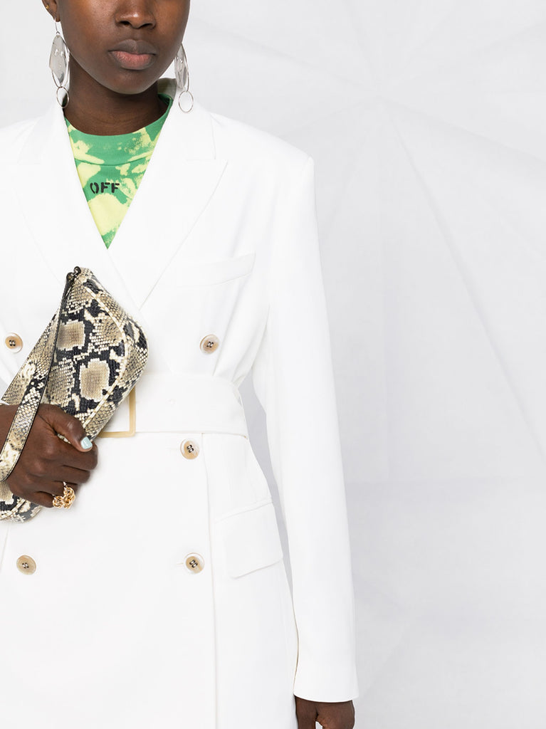 Double-breasted belted blazer