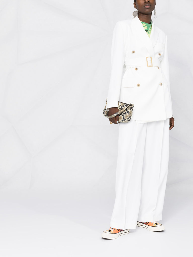 Double-breasted belted blazer