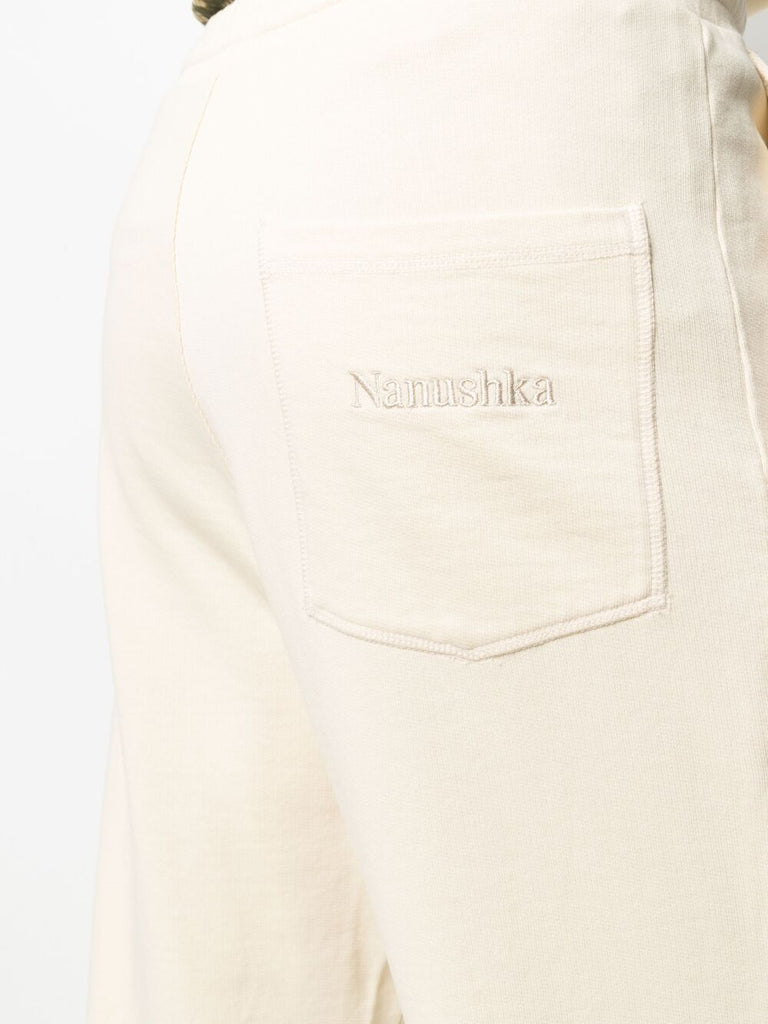 cream logo-embroidered track pants