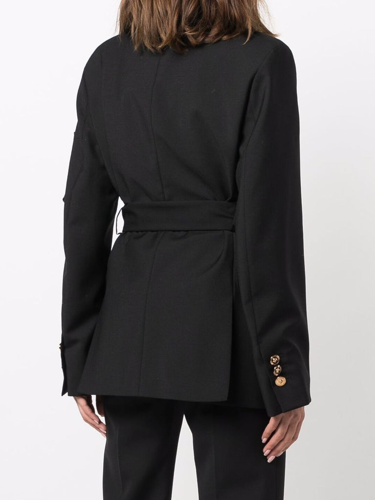 VERSACE long-sleeve belted jacket