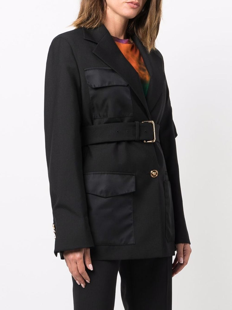 VERSACE long-sleeve belted jacket