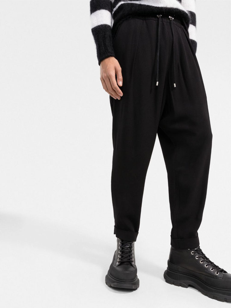 Slouchy crepe tapered-leg track pants