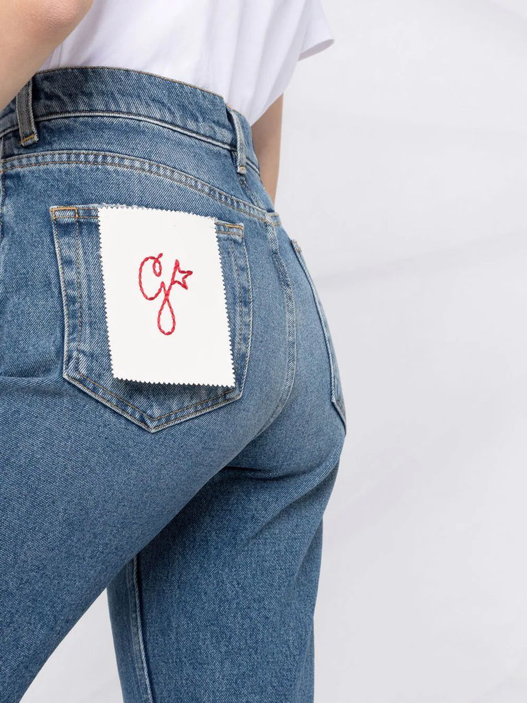 Faded cropped denim jeans