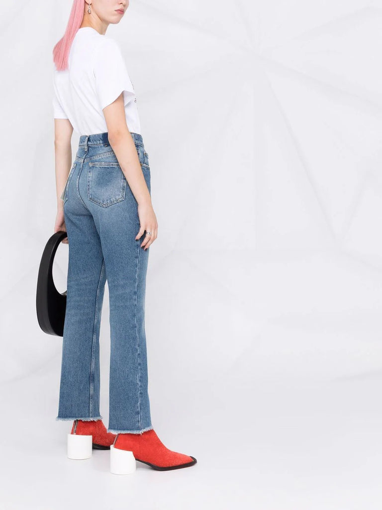 Faded cropped denim jeans