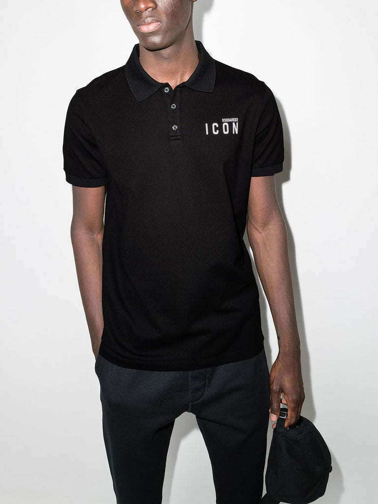 Icon-print polo shirt