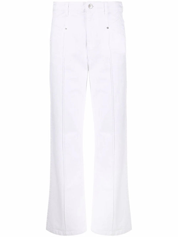 straight-leg white trousers