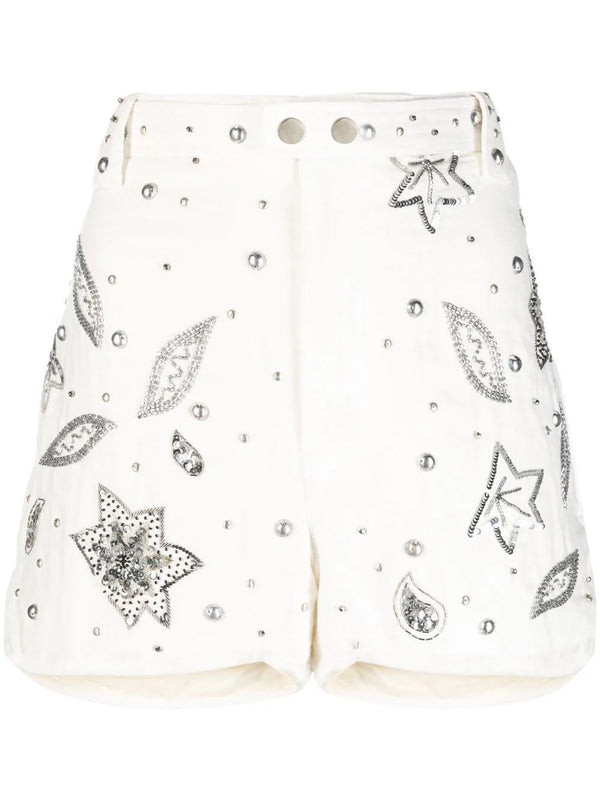 Kayneliae embroidered white shorts