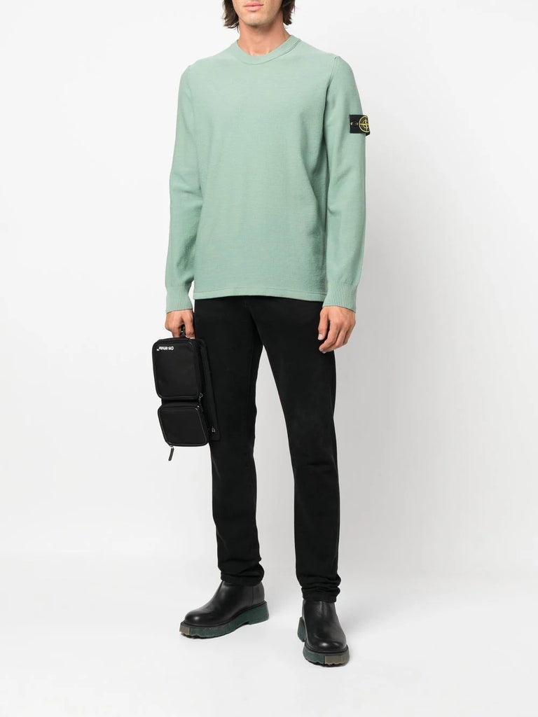 Compass-patch crewneck jumper