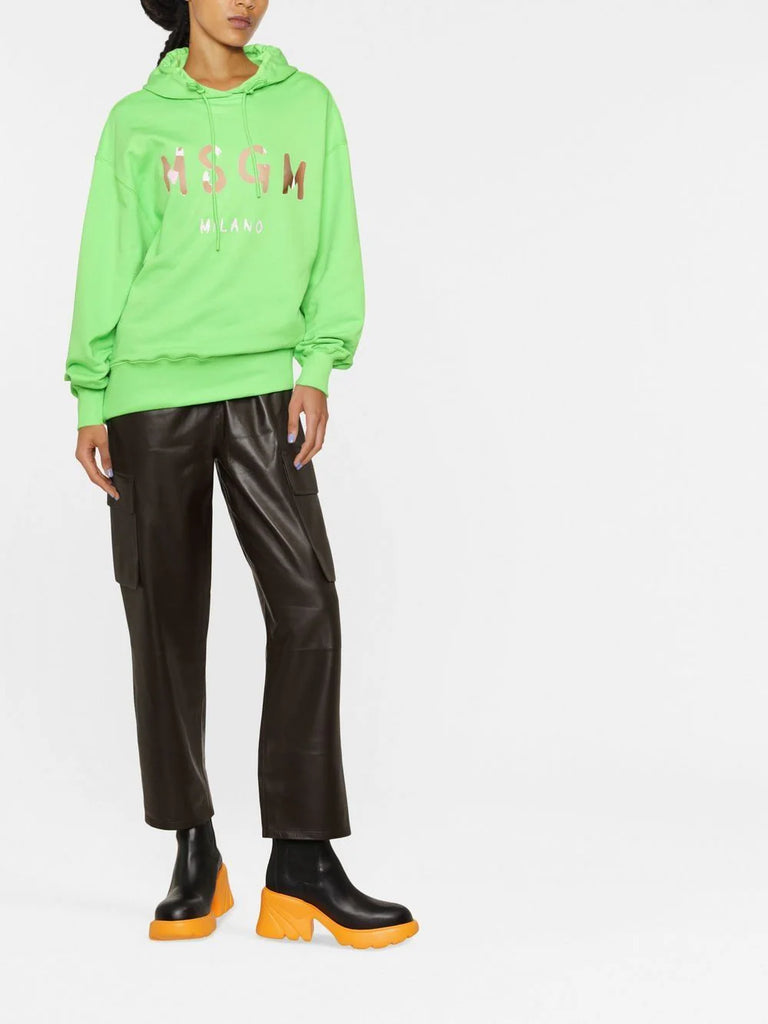 logo-print cotton hoodie