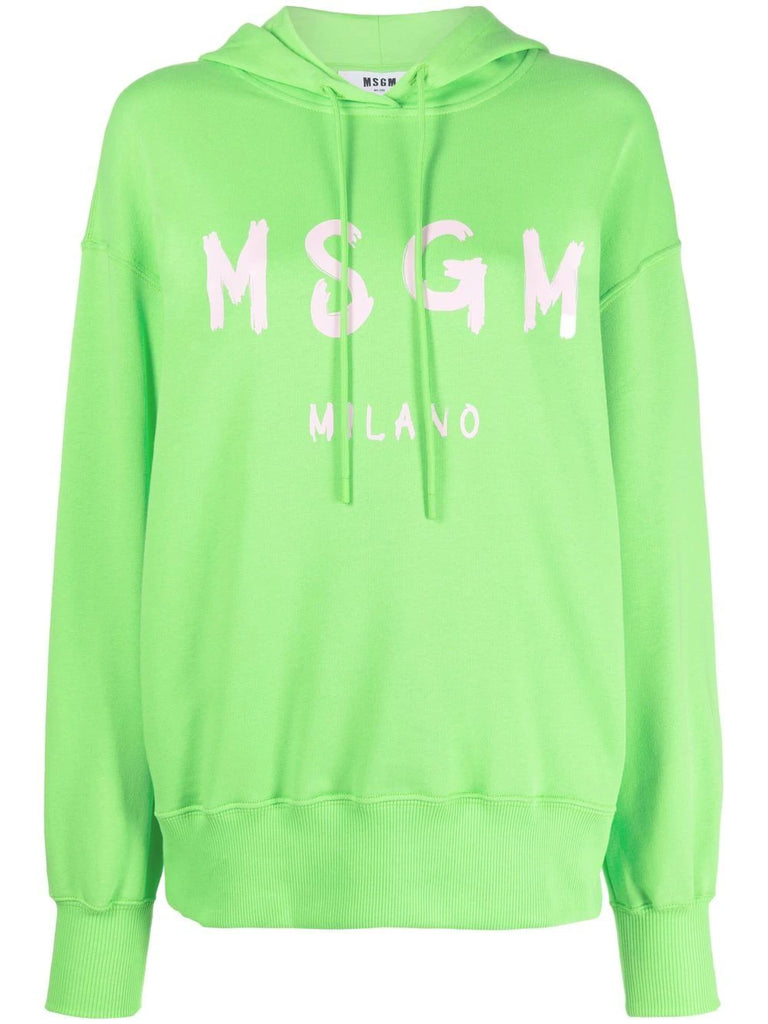 logo-print cotton hoodie