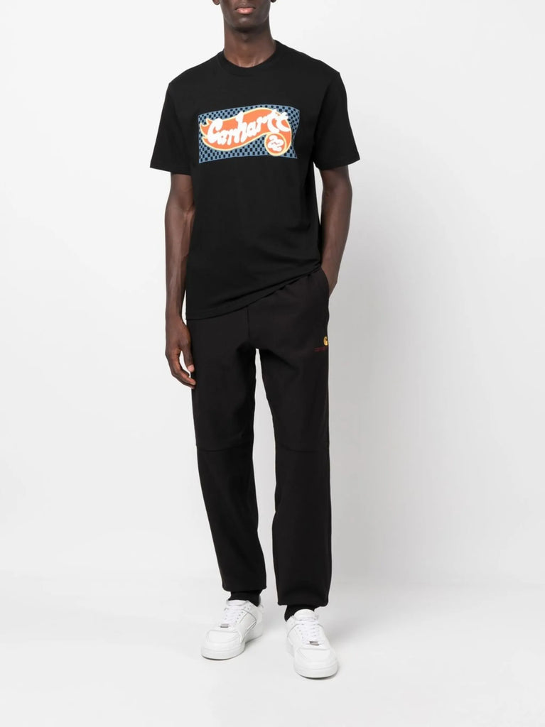 drawstring-waist cotton-blend trackpants