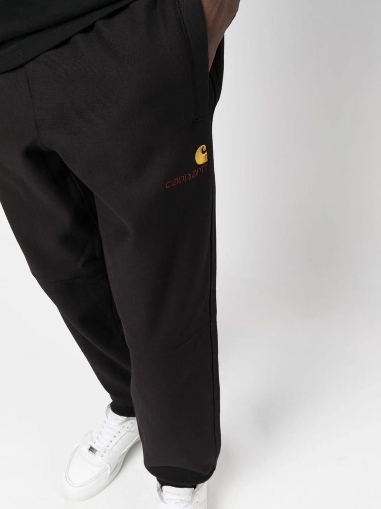 drawstring-waist cotton-blend trackpants