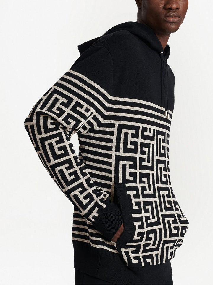 Balmain PB monogram knitted hoodie by Balmain