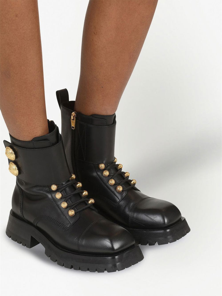 Ridged leather ankle boots