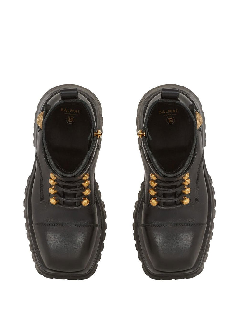 Ridged leather ankle boots