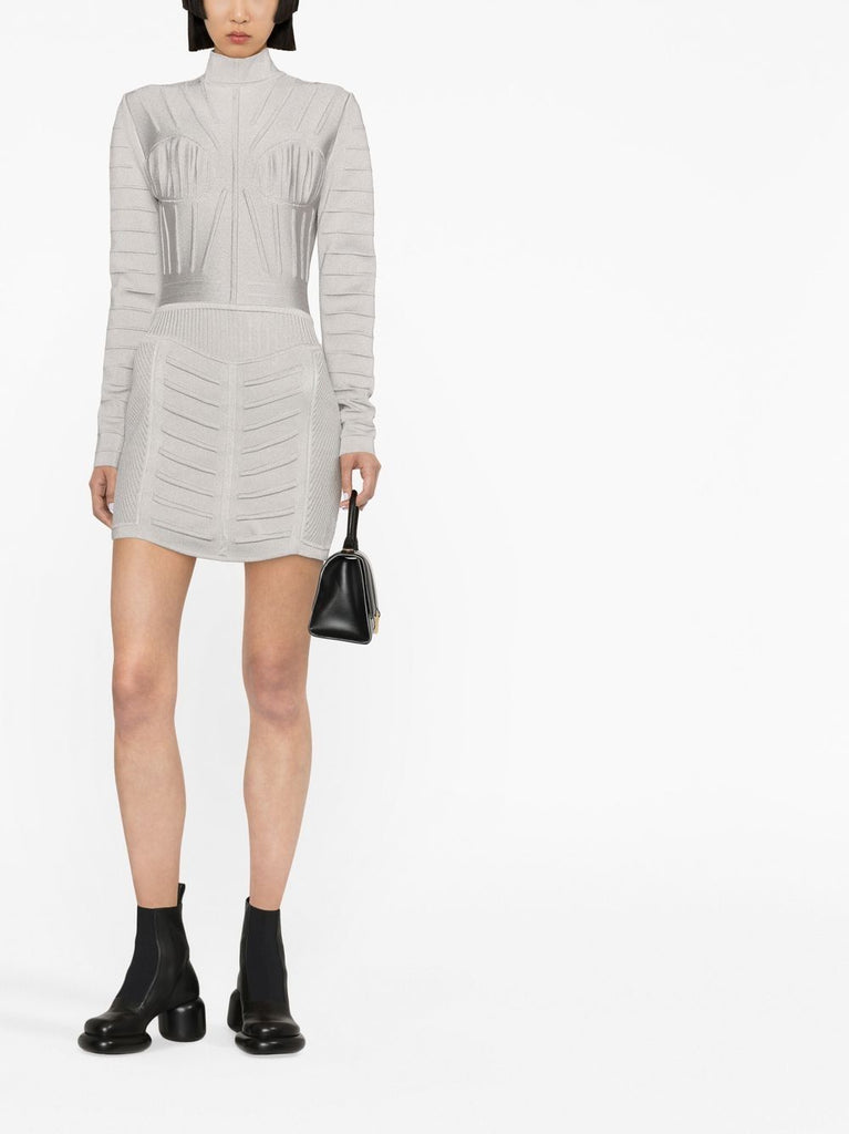Geripptes Langarm-Minikleid