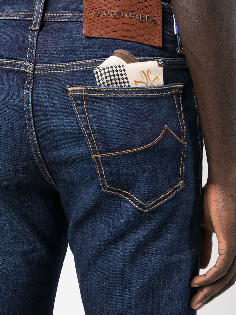 embroidered-logo straight-leg jeans