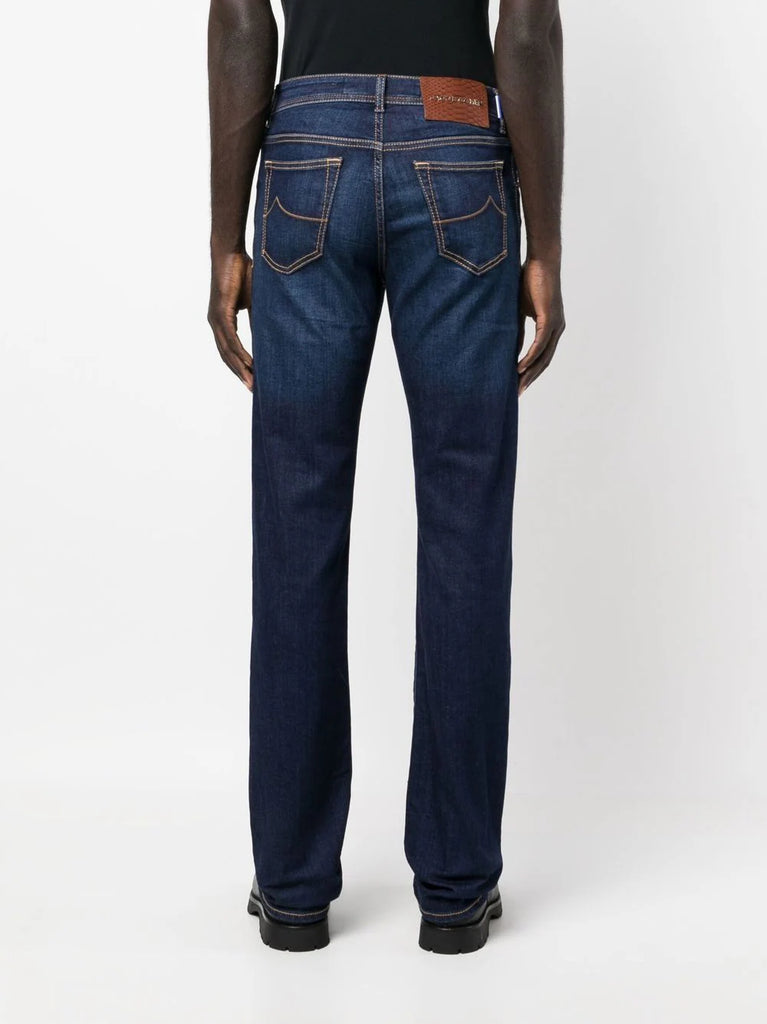 embroidered-logo straight-leg jeans