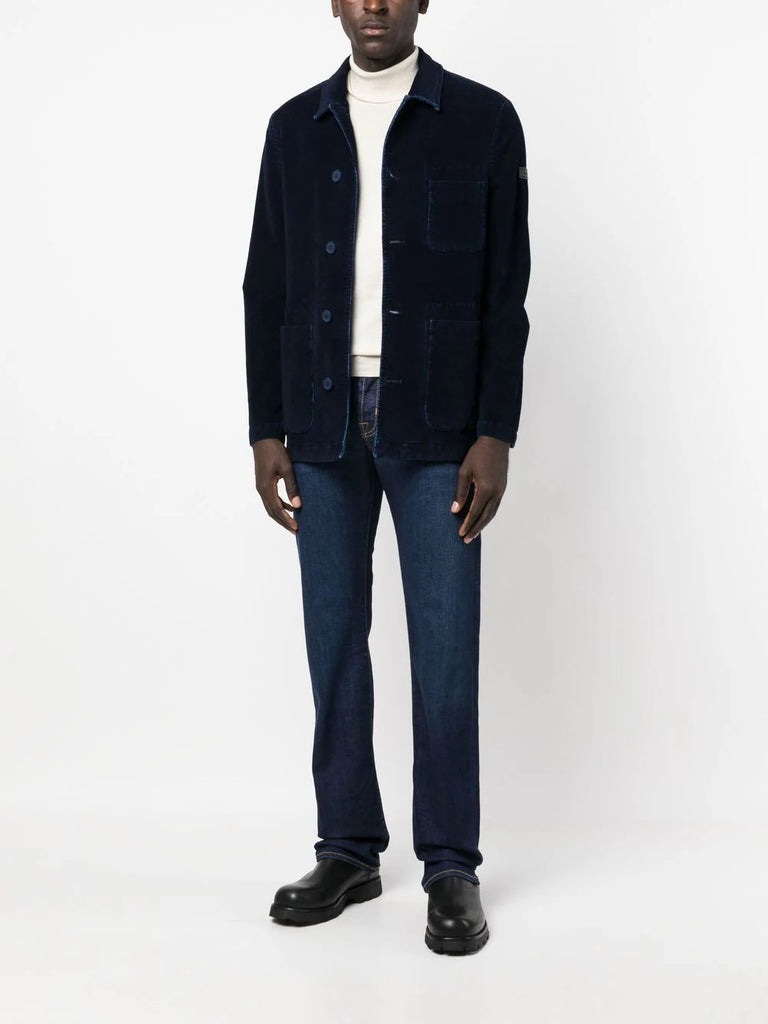 embroidered-logo straight-leg jeans