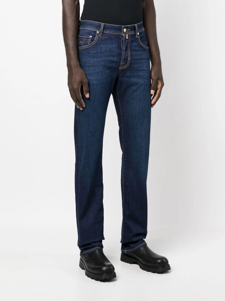 embroidered-logo straight-leg jeans