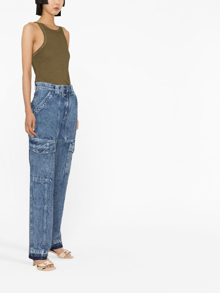 Cargo-pocket straight Denim Jeans