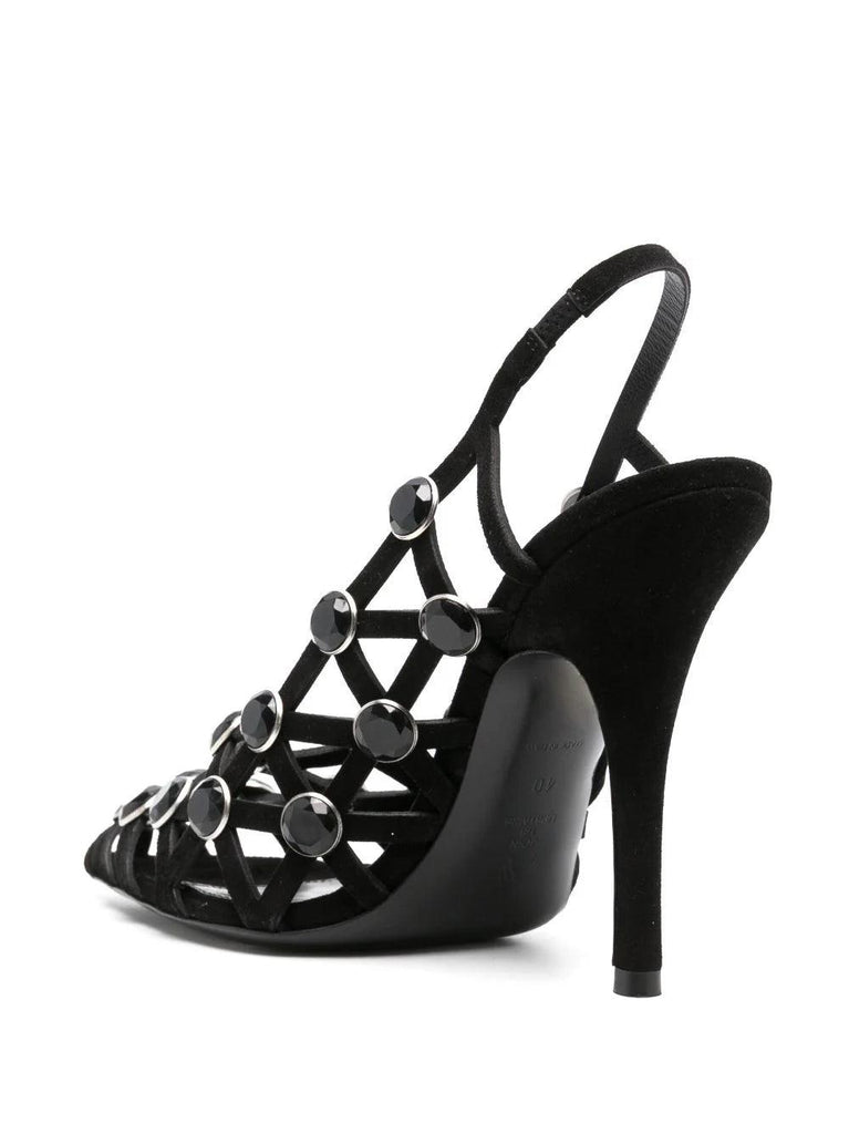 125mm embellished suede slingback pumps