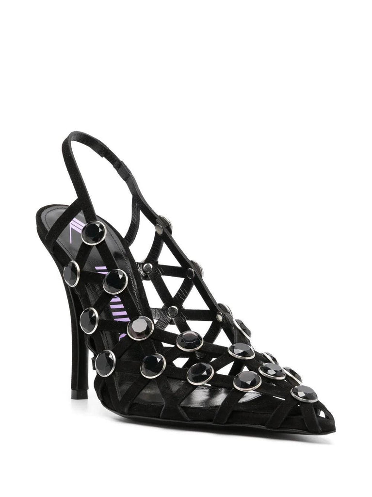 125mm embellished suede slingback pumps