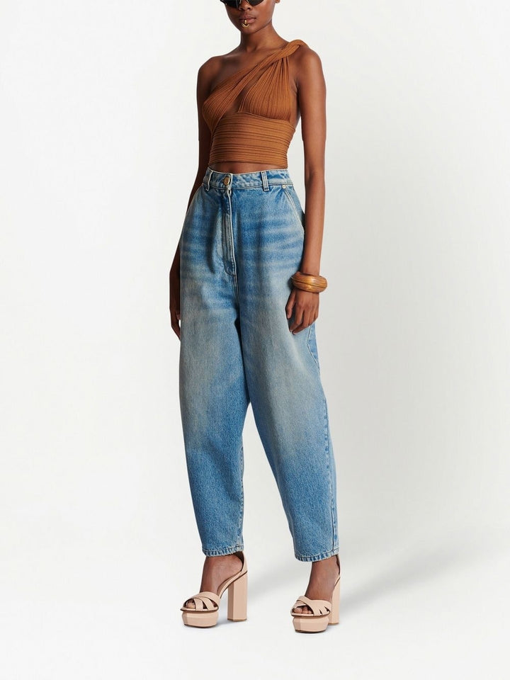 Balmain high-waisted tapered Denim Jeans by Balmain