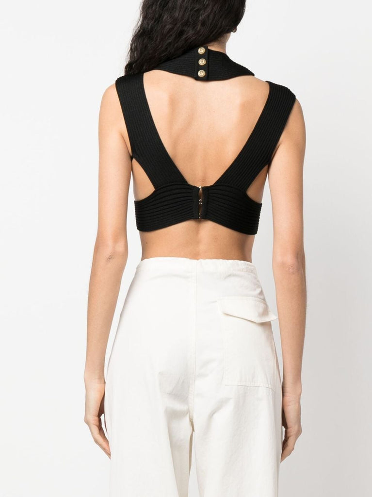 Balmain cut-out ribbed cropped top by Balmain at SKALA Boutique