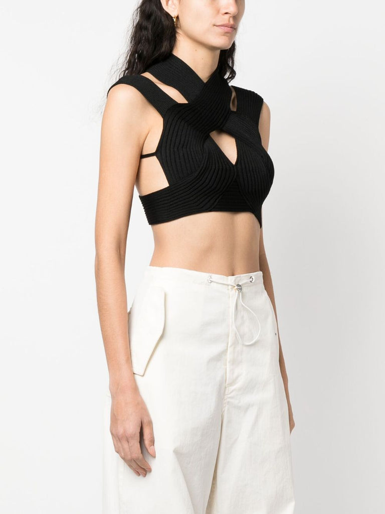 Balmain cut-out ribbed cropped top by Balmain at SKALA Boutique