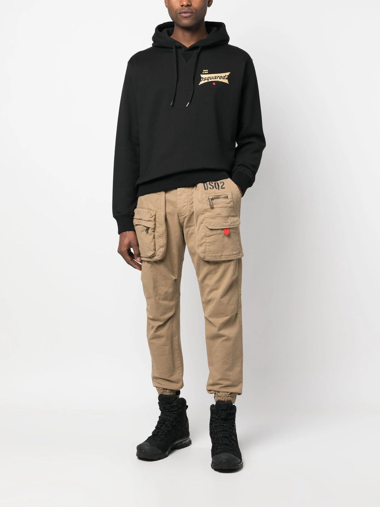 Schwarzer Hoodie aus Baumwolle mit Logo-Print