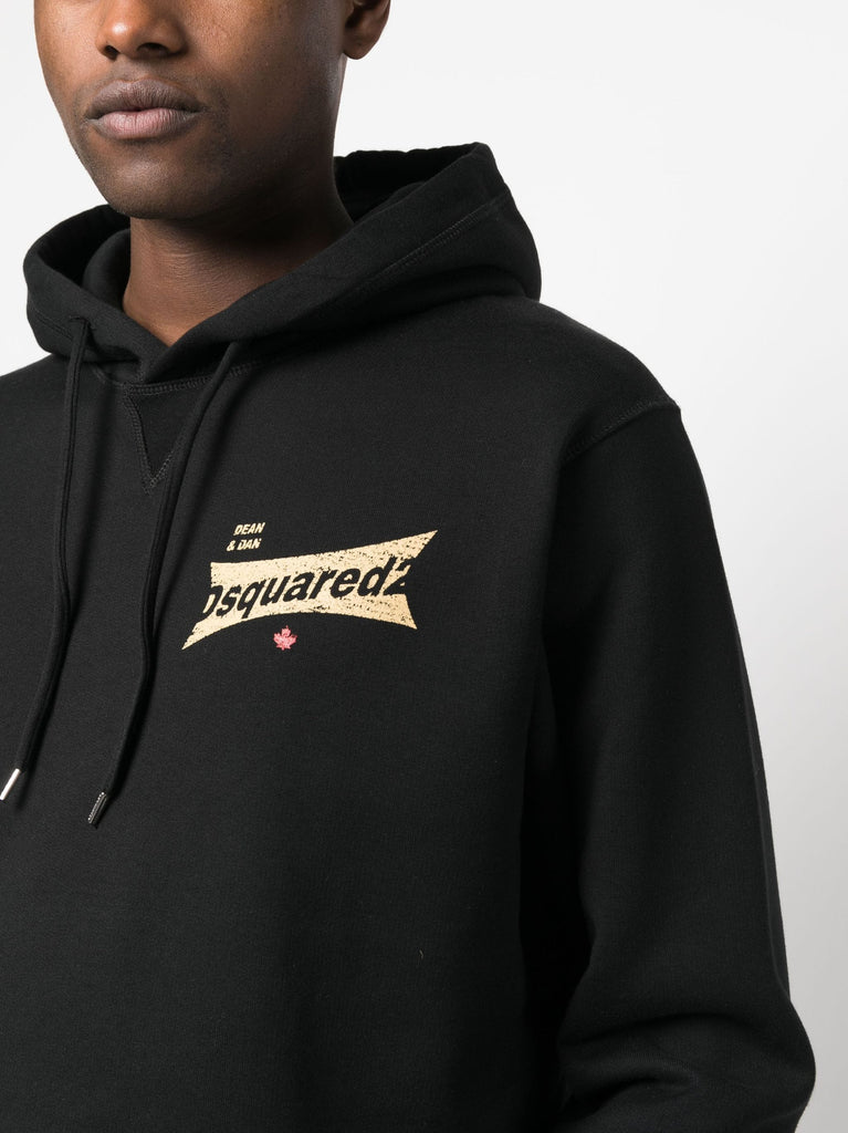 Schwarzer Hoodie aus Baumwolle mit Logo-Print