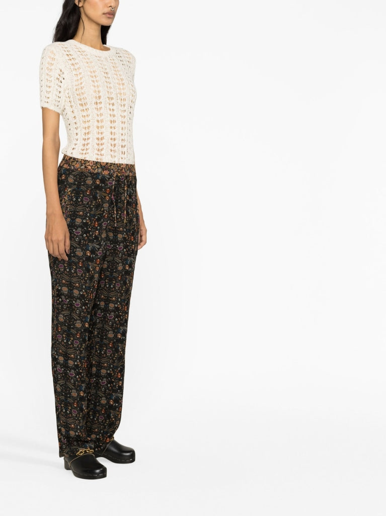 Seidenhose Ozio mit Blumendruck