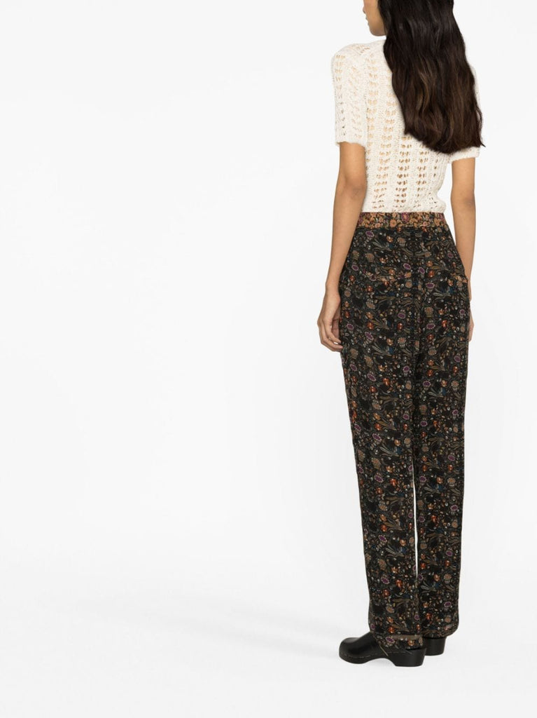 Seidenhose Ozio mit Blumendruck