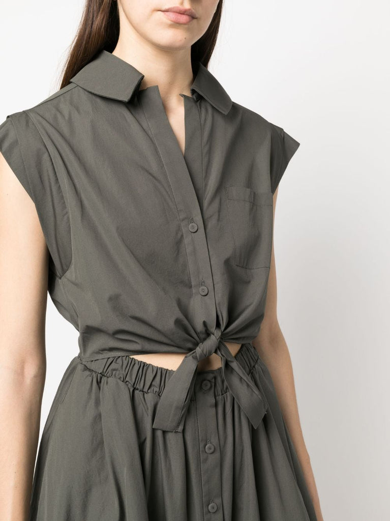 Lace-up midi cotton dress