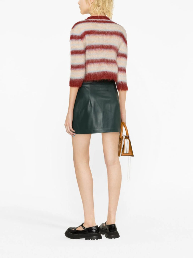 High-waist mini leather skirt