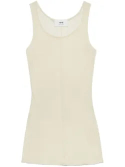 Ziloņkaula balts bezpiedurkņu tops ar liekšķere kakla izgriezumu