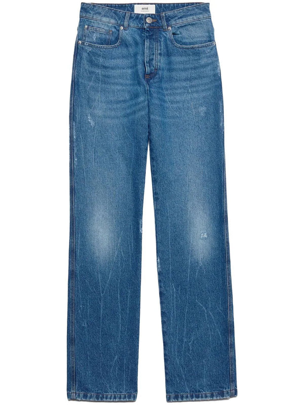 low-rise straight-leg denim jeans