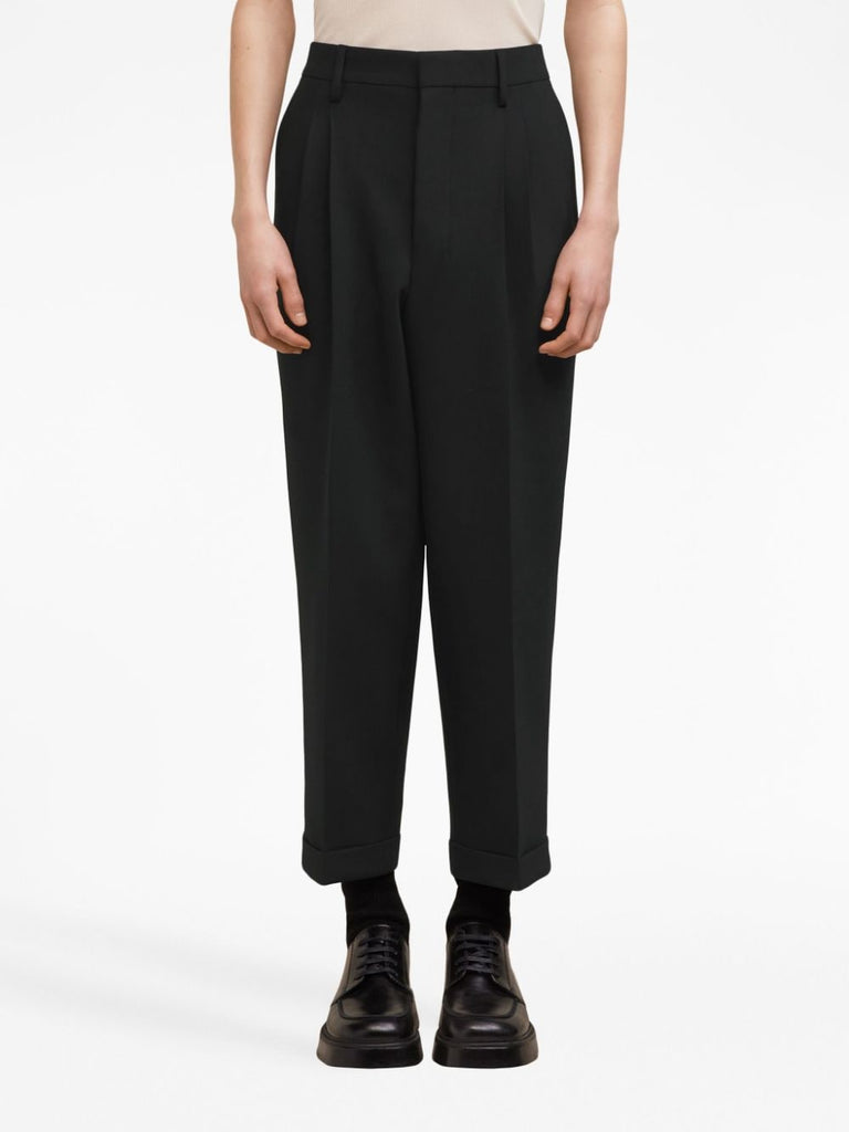 box-pleated cropped trousers
