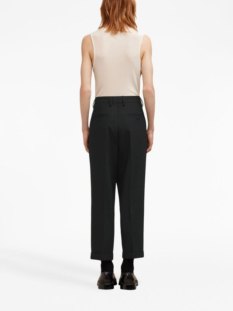 box-pleated cropped trousers