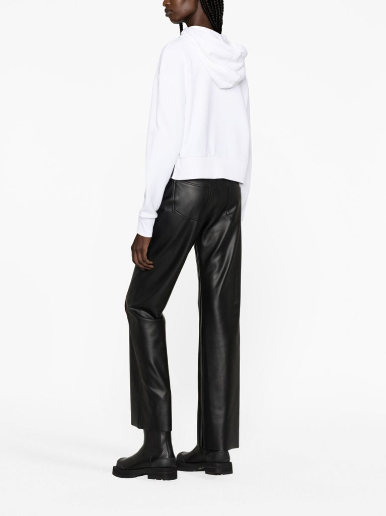 Flocked-logo cropped hoodie